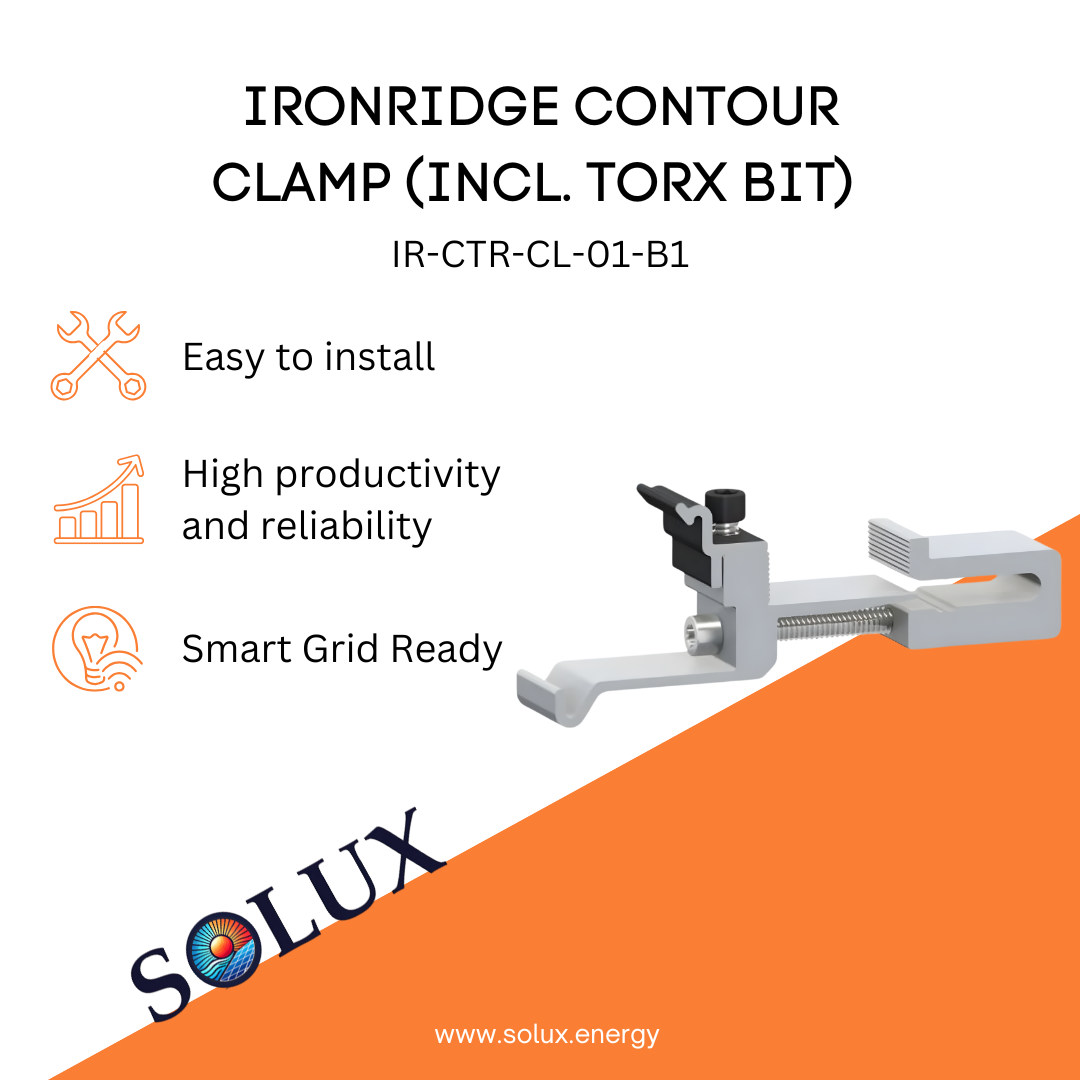This is an image of Solar Panel Clamp Contour - Ironridge (incl. Torx bit)